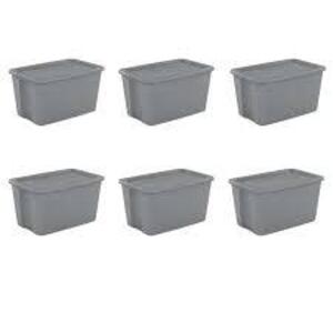 DESCRIPTION: (1) CASE OF (6) TOTE BOX BRAND/MODEL: STERILITE #2188 SIZE: 60 GALLON RETAIL$: $11.99 PER BOX QTY: 1