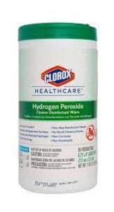 DESCRIPTION: (6) HYDROGEN PEROXIDE WIPES BRAND/MODEL: CLOROX HEALTHCARE #401Z40 SIZE: 95 WIPES PER CONTAINER RETAIL$: $10.00 EA QTY: 6