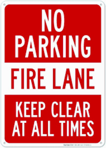 DESCRIPTION: (1) NO PARKING SIGN BRAND/MODEL: NO PARKING FIRE LANE INFORMATION: ALUMINUM RETAIL$: $56.97 EA QTY: 1