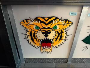 26" X 32" SAILOR JERRY INSPIRED ART WORK ON PLASTIC PANEL. "TIGER"