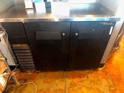 TRUE 48" TWO DOOR GLASS DOOR BACK BAR COOLER.