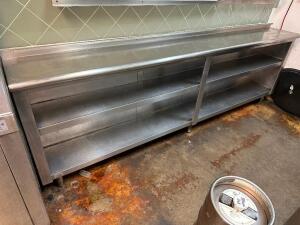 107" X 15" ALL STAINLESS PLATE COUNTER W/ 2" BACK SPLASH