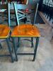 (2) CROSS BACK METAL BAR STOOLS W/ WOODEN SEATS - 2