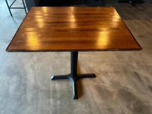 30" X 23" BUTCHER BLACK STYLE HARDWOOD TABLE W/ BASE.