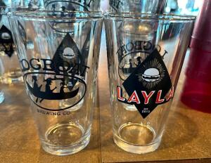 (14) LAYLA / LONGBOAT 16 OZ LOGO'ED MIXING GLASSES