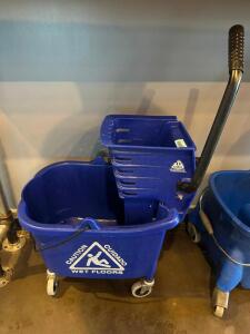 BLUE PLASTIC MOP BUCKET W/ WRINGER