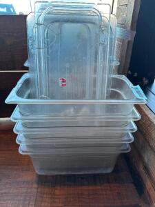 (6) 1/3 SIZE PLASTIC INSERTS W/ LIDS