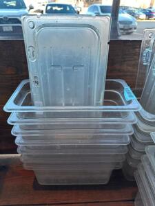 (6) 1/3 SIZE PLASTIC INSERTS W/ LIDS