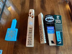 (5) ASSORTED TAP HANDLES.