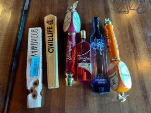 (6) ASSORTED TAP HANDLES.