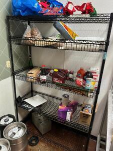 48" X 18" FIVE TIER BLACK WIRE SHELF - CONTENTS ARE NOT INCLUDED