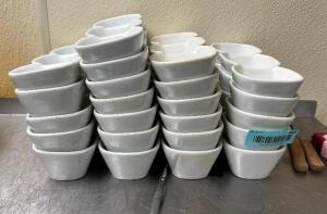 (72) SMALL CERAMIC SAUCE CUPS.