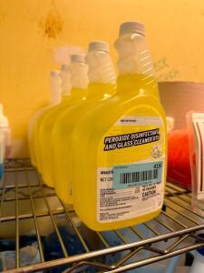 (4) BOTTLES OF PEROXIDE DISINFECTANT AND GLASS CLEANER