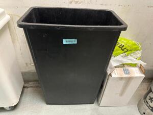 (2) 20 GALLON BAR SIDE TRASH CANS ( BLACK )