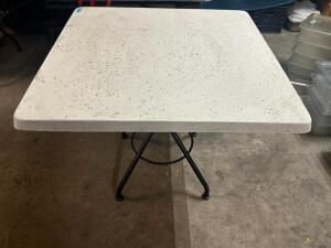 35 1/2" X 35 1/2" COMPOSITE PATIO TABLE W/ BASE.