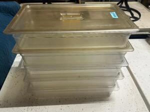 (4) CAMBRO FULL SIZE PLASTIC INSERTS W/ LID