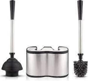 DESCRIPTION: (1) PLUNGER AND TOILET BRUSH COMBO BRAND/MODEL: UMIEN INFORMATION: STAINLESS RETAIL$: $28.99 EA QTY: 1