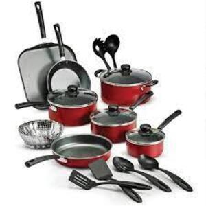 DESCRIPTION: (1) 18 PC COOKING SET BRAND/MODEL: TRAMONTINA INFORMATION: RED RETAIL$: $179.00 EA QTY: 1