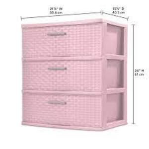 DESCRIPTION: (1) 3 DRAWER WEVE STORAGE BRAND/MODEL: MAINSTAYS SIZE: PINK RETAIL$: $26.93 EA QTY: 1