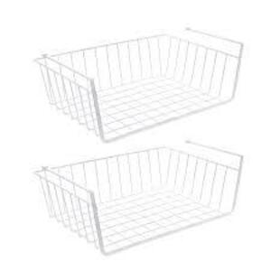 DESCRIPTION: (1) UNDER CABINET BASKET BRAND/MODEL: MAINSTAYS INFORMATION: WHITE RETAIL$: $13.48 EA QTY: 1