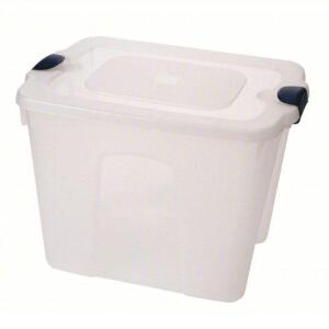 DESCRIPTION: (1) STORAGE TOTE BRAND/MODEL: HOMZ #13N912 INFORMATION: CLEAR SIZE: 22 GAL RETAIL$: $32.39 EA QTY: 1