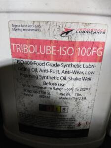 DESCRIPTION: (1) FOOD GRADE SYNTHETIC LUBRICATING OIL BRAND/MODEL: TRIBOLUBE-ISO 100FG SIZE: 7 LB RETAIL$: $56.88 EA QTY: 1