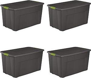 DESCRIPTION: (4) WHEELED LATCH TOTES BRAND/MODEL: STERILITE/1948 INFORMATION: 45 GALLON CAPACITY, RETAIL$: $49.86/EA SIZE: 36.63 x 21 x 19.5 QTY: 4