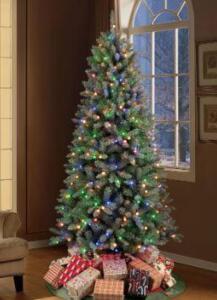 DESCRIPTION: (1) PRE-LIT BLOOMINGTON CHRISTMAS TREE BRAND/MODEL: HOLIDAY TIME RETAIL$: $69 SIZE: 7.5' TALL QTY: 1