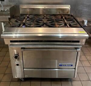 DESCRIPTION: 6-BURNER GAS RANGE WITH OVEN BRAND/MODEL: US RANGE INFORMATION: IN GREAT SHAPE SIZE: 36" LOCATION: KITCHEN QTY: 1