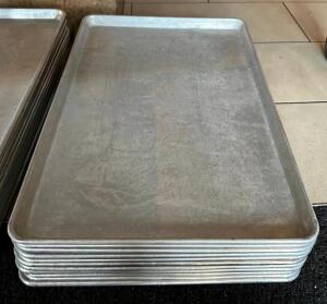 NAME: (10)- SHEET PANS DESCRIPTION: (10)- SHEET PANS SIZE: 18"X13" LOCATION: FRONT ENTRANCE QTY: 10