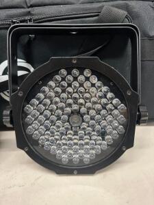 DESCRIPTION (8) ADJ MEGA PAR PROFILE PLUS LED LIGHTS. ADDITIONAL INFORMATION RETAILS FOR $114 PER LIGHT. (8) LIGHTS IN CARY CASE RETAIL PRICE: $912 TH