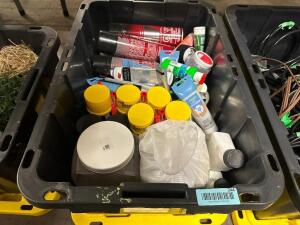 DESCRIPTION PLASTIC TOTE W/ CONTENTS - MAKEUP AND COSTUME SUPPLIES THIS LOT IS: ONE MONEY QTY 1