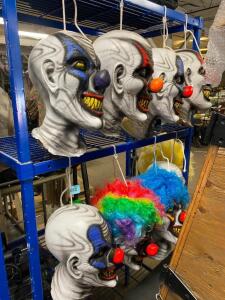 DESCRIPTION (10) HANGING RUBBER CLOWN MASKS. ADDITIONAL INFORMATION FOAM FILLED THIS LOT IS: ONE MONEY QTY 1