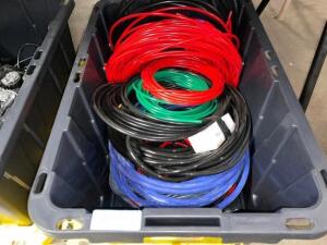 DESCRIPTION PLASTIC TOTE AND CONTENTS - ASSORTED PLASTIC AIR LINE. THIS LOT IS: ONE MONEY QTY 1