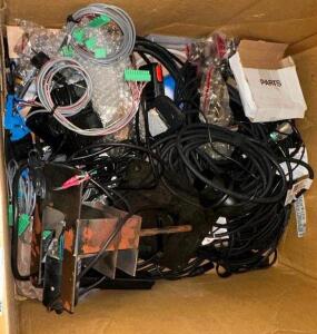 DESCRIPTION (1) BOX OF ASSORTED POWER CORDS, AIR LINES, AND HARDWARE, THIS LOT IS: ONE MONEY QTY 1