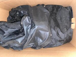 DESCRIPTION (1) BOX OF BLACK PLASTIC GARMENT BAGS THIS LOT IS: ONE MONEY QTY 1