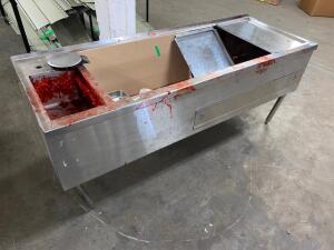 DESCRIPTION 72" UNDER BAR STAINLESS SINK W/ MEDICAL PROPS AND FAUX BLOOD. QTY 1