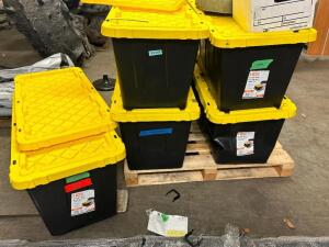 DESCRIPTION (5) LARGE PLASTIC TOTES W/ LIDS. THIS LOT IS: SOLD BY THE PIECE QTY 5