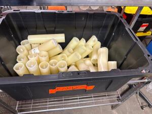 DESCRIPTION PLASTIC TOTE AND CONTENTS - LED CANDLES. THIS LOT IS: ONE MONEY QTY 1