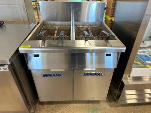 IMPERIAL TWO BANK 50 LB. ELECTRIC FRYERS.