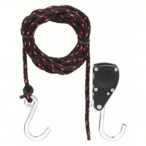 DESCRIPTION: (3) ROPE RATCHET TIE DOWN BRAND/MODEL: ROPE RATCHET #1DJN8 INFORMATION: BLACK AND RED SIZE: 8 FT LG, 1/4 IN DIA, POLYPROPYLENE, HOOK, STE