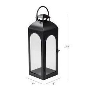 DESCRIPTION: (1) CANDLE HOLDER LANTERN BRAND/MODEL: BETTER HOMES AND GARDENS #BHS002134117010 INFORMATION: BLACK SIZE: METAL, HOLDS 6" HIGH PILLAR RET