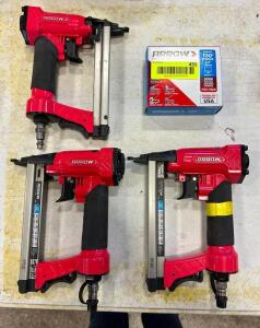 (3) PNEUMATIC STAPLE GUNS WITH STAPLES