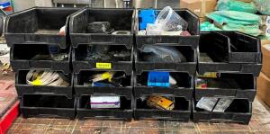 ASSORTED STORAGE BINS WITH CONTENTS