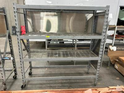 72" X 24" FOUR TIER METAL SHELF.