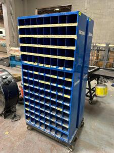 FASTENAL 112 BIN ROLL ABOUT METAL HARDWARE BIN ORGANIZER.