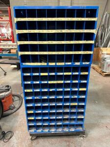 FASTENAL 112 BIN ROLL ABOUT METAL HARDWARE BIN ORGANIZER.