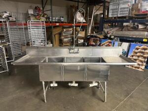 3 COMPARTMENT SINK WITH DRAINBOARDS AND SPRAYER