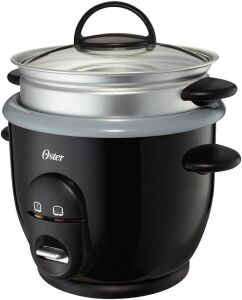 DESCRIPTION: (1) RICE AND GRAIN COOKER BRAND/MODEL: OSTER SIZE: 6 CUP RETAIL$: $25.00 EA QTY: 1