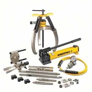 DESCRIPTION: (1) HYDRUALIC PULLER SET BRAND/MODEL: ENERPAC 55PW23 INFORMATION: 14 TON NOMINAL CAP 7 TON CAPACITY WITH ATTACHMENTS SIZE: 1" STROKE LENG